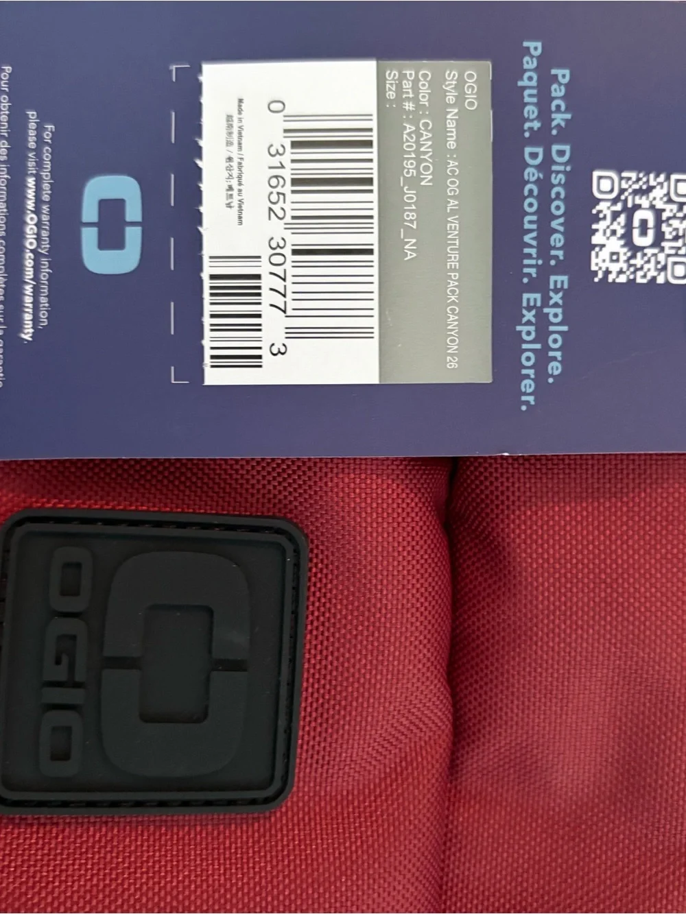 OGIO Red Backpack with Black Logo Patch